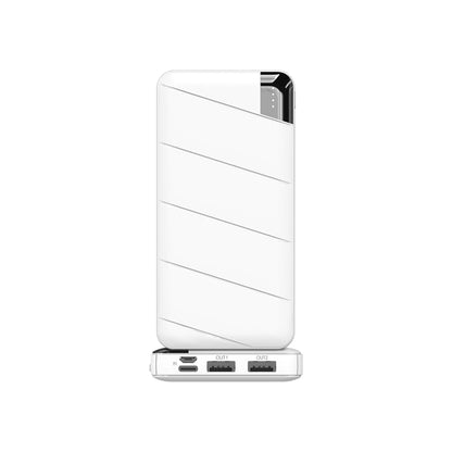 VIZO VHT-07 White 10000mAh Power Bank – Front View with Dual USB & Type-C Ports
