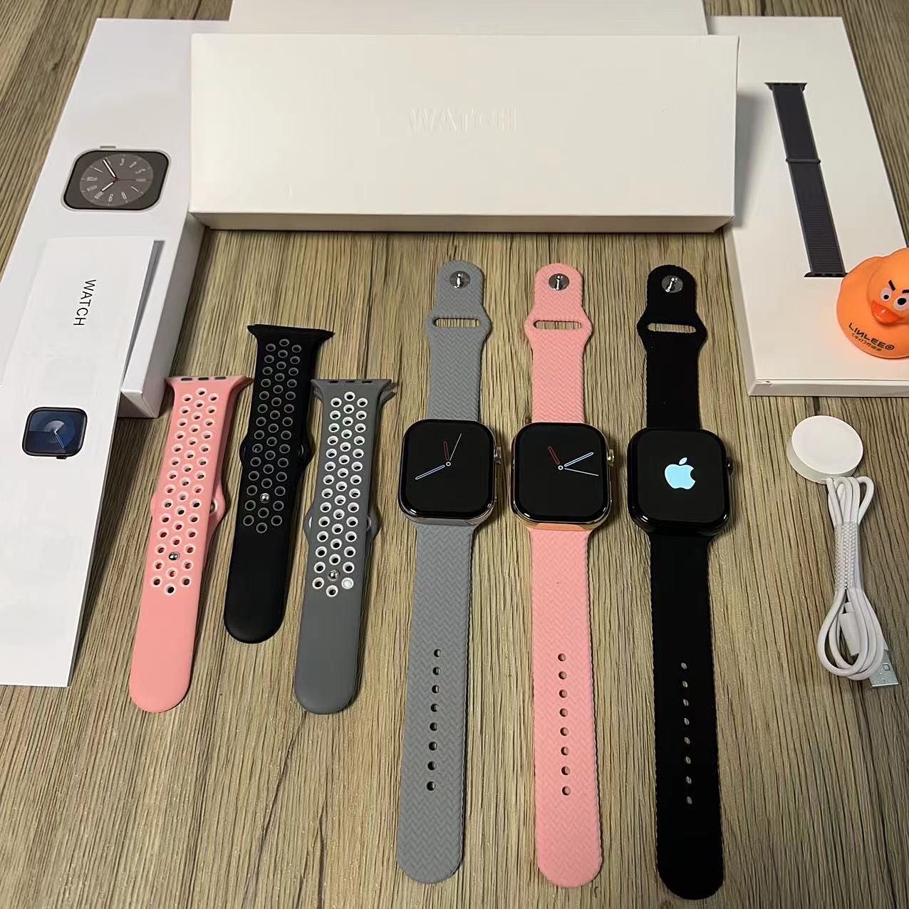 Series 9 smart watch black edition held in hand – close up showing premium stainless steel body and logo