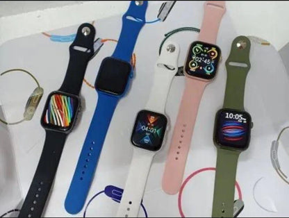 Series 9 smart watch black edition showing colorful app grid on AMOLED display – held in gloved hand