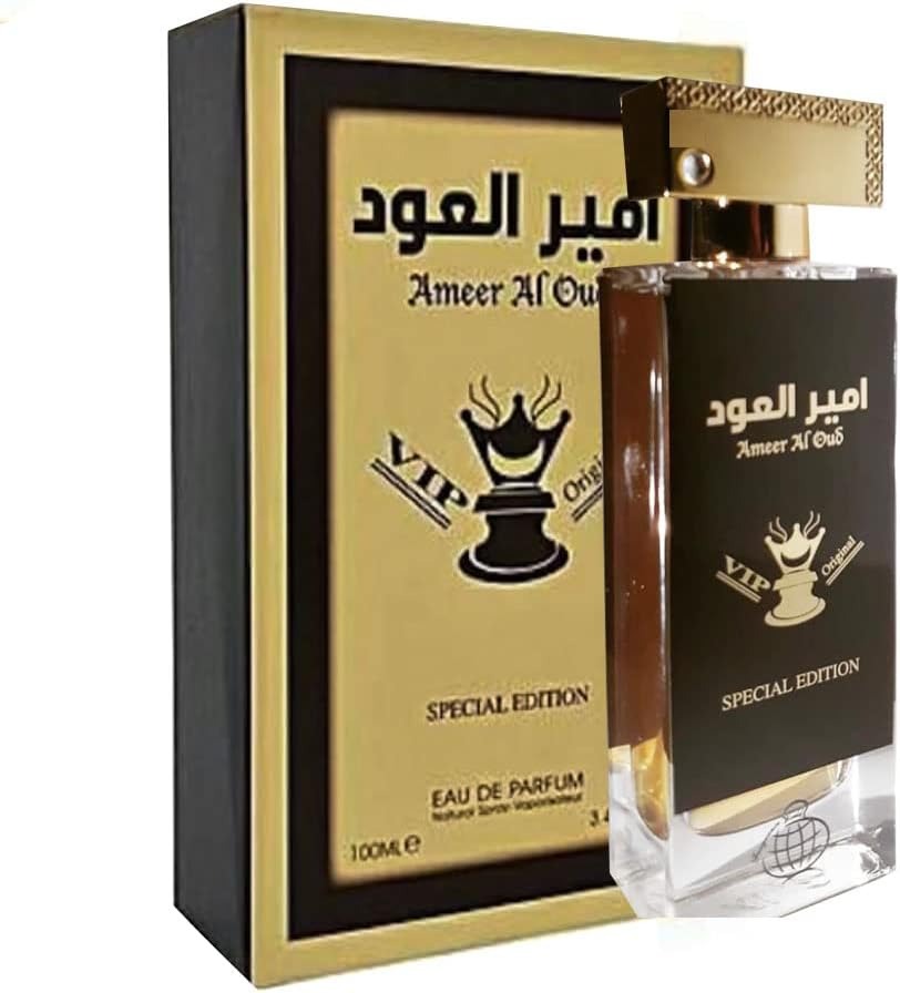 Ameer Al Oud VIP Special Edition gold and black box with bottle