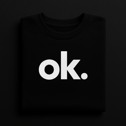ok. Black T-Shirt – Folded Flat Lay