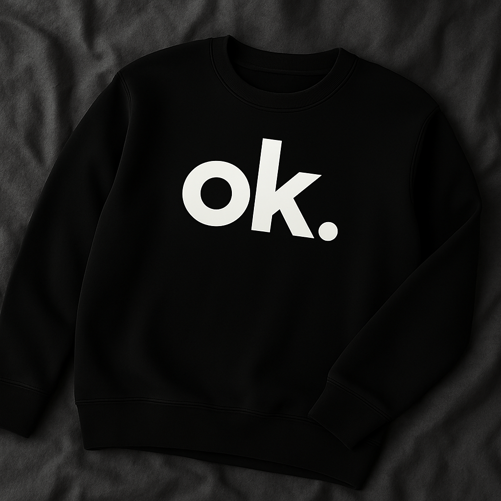 ok. Black Sweatshirt – Crew Neck Flat Lay