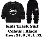 Smile Kids Track Suit Black – Product Flat Lay with Size Info