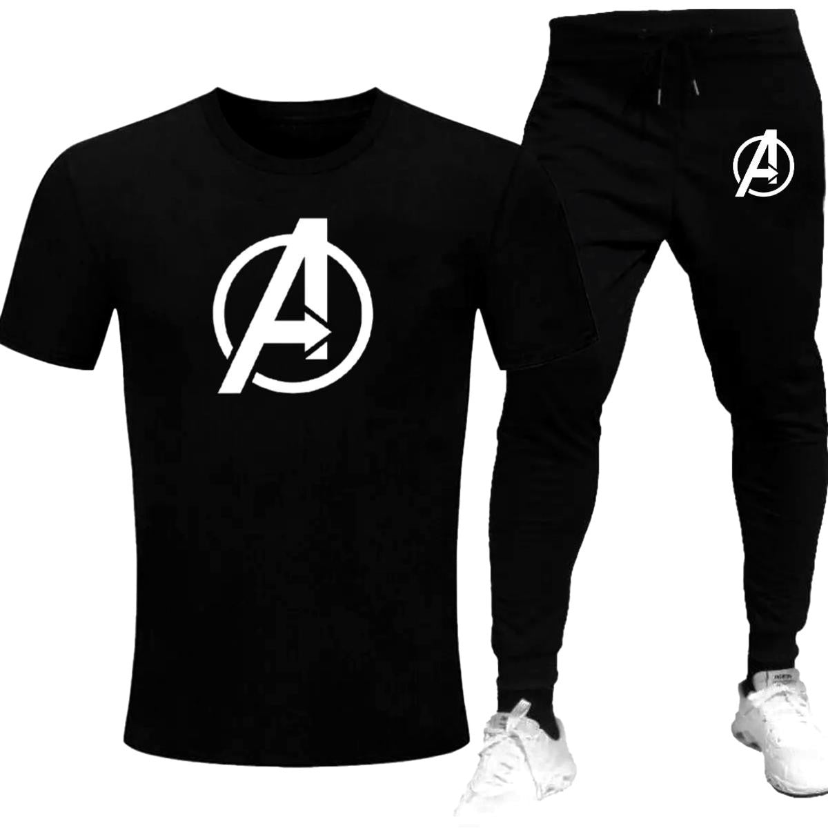 Avengers Track Suit – Navy Blue T-Shirt – Model Front View
