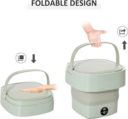 Foldable mini washing machine in pink color with touch control panel