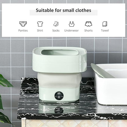 Foldable washing machine showing collapsible design – compact and expanded view