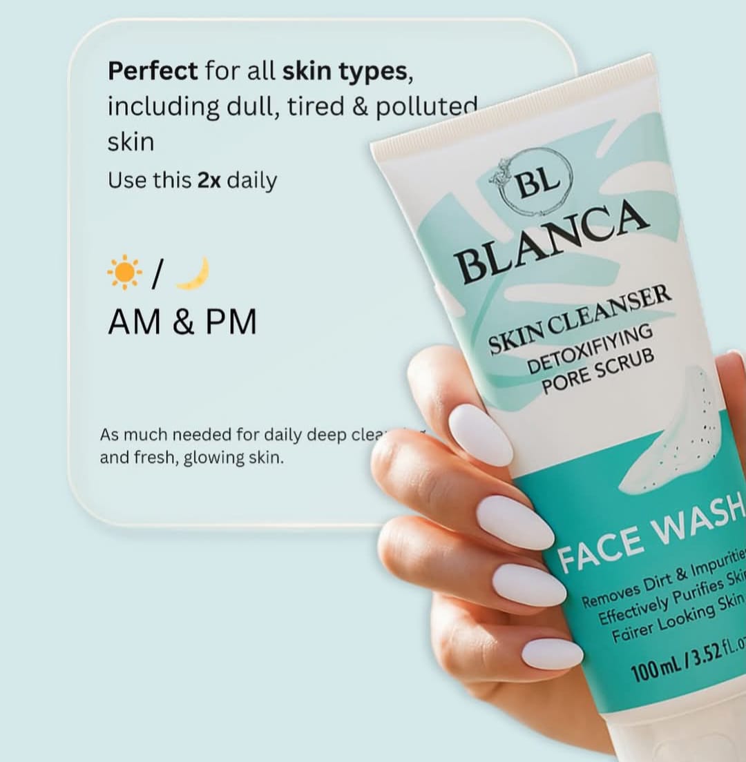 Blanca Skin Cleanser Face Wash 100ml on white grey gradient background – clean product shot