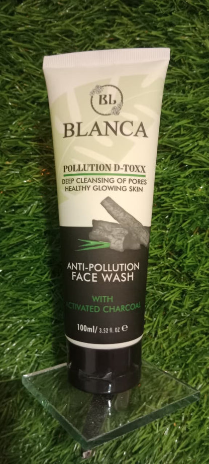 Blanca Pollution D-Toxx Face Wash on green grass surface outdoor product shot