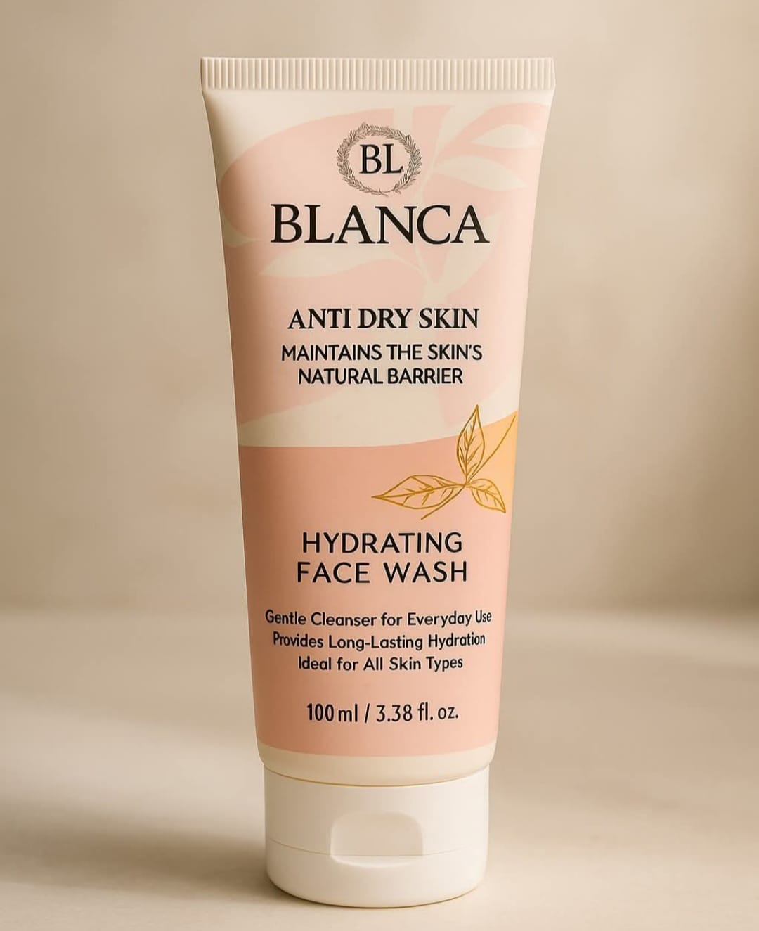 Blanca Anti Dry Skin Hydrating Face Wash 100ml clean product shot on beige background