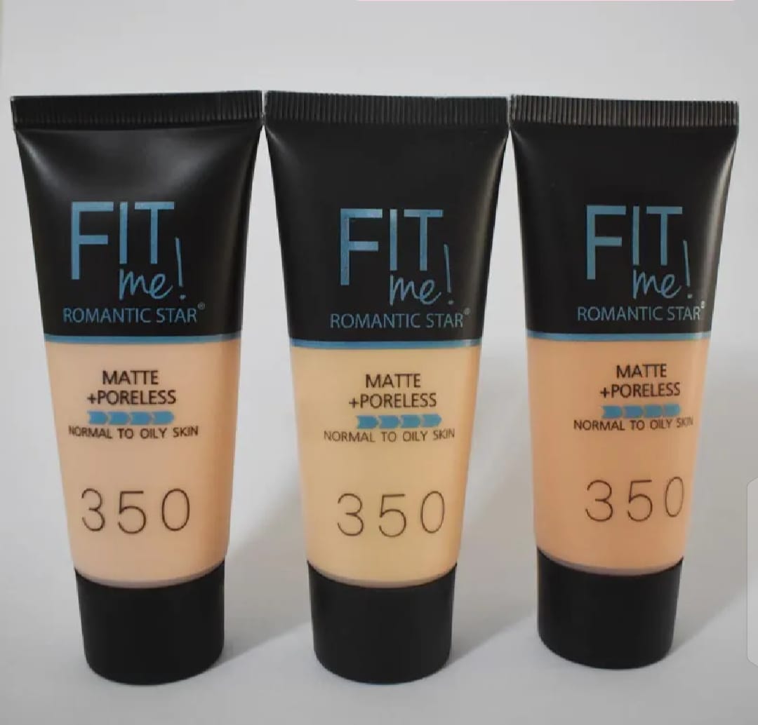 Fit Me Romantic Star Matte Poreless Foundation Shade 350 – three tubes on white background product shot