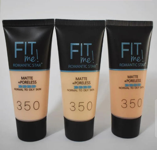 Fit Me Romantic Star Matte Poreless Foundation Shade 350 – three tubes on white background product shot
