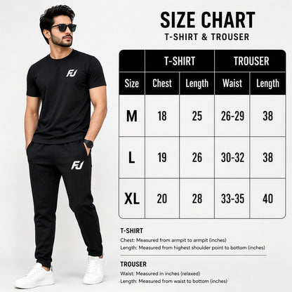 Gray angel wings print t-shirt with black jogger tracksuit on hangers