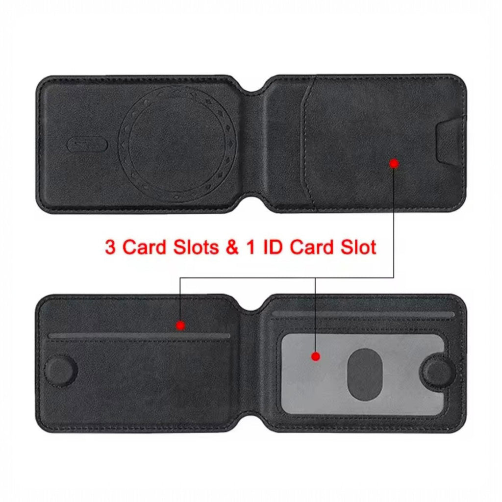 Mobile Magnetic Card Holder Wallet with Box – Slim 3 Card Slots, Transparent ID Slot, Lightweight Phone Wallet - Brown