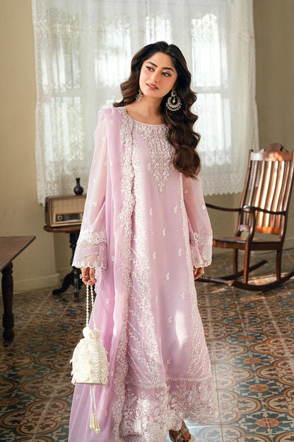 3pc Unstitched Organza Suit - Model Full Length View