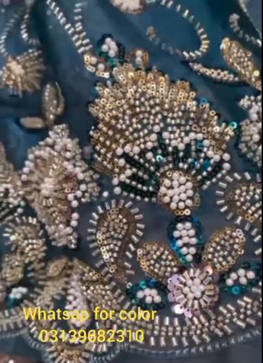 Teal Bridal Lehenga – Zardozi & Resham Floral Motif Detail
