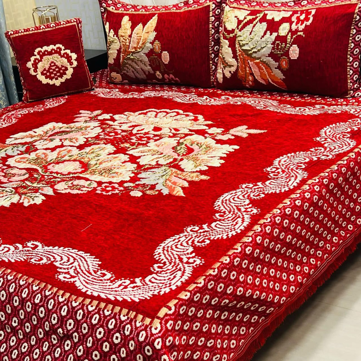 4Pc Velvet Jaquard Bedsheet - Design 10