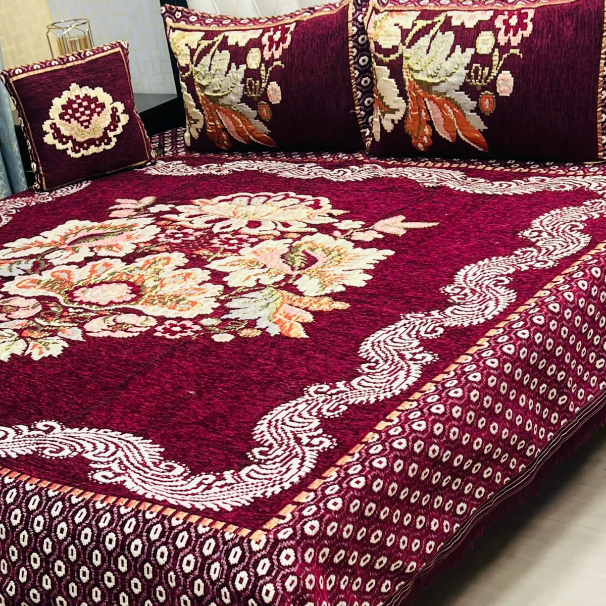 4Pc Velvet Jaquard Bedsheet – King Size