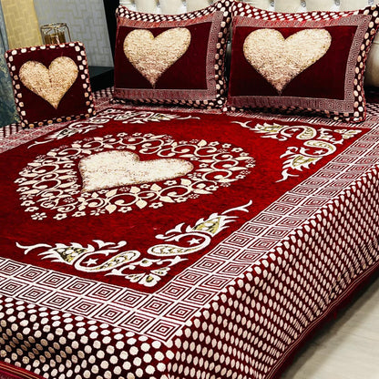 4Pc Velvet Jaquard Bedsheet - Design 7