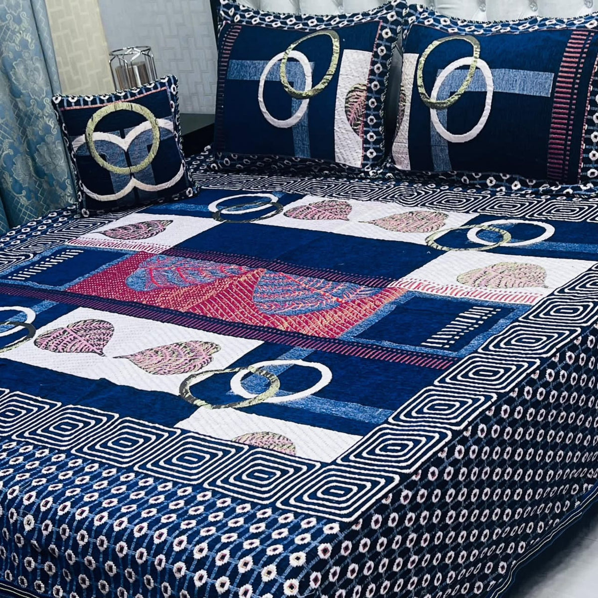 4Pc Velvet Jaquard Bedsheet - Design 9