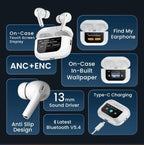 A9 Pro Smart Wireless Earbuds - ANC ENC Features Detail Dark Background