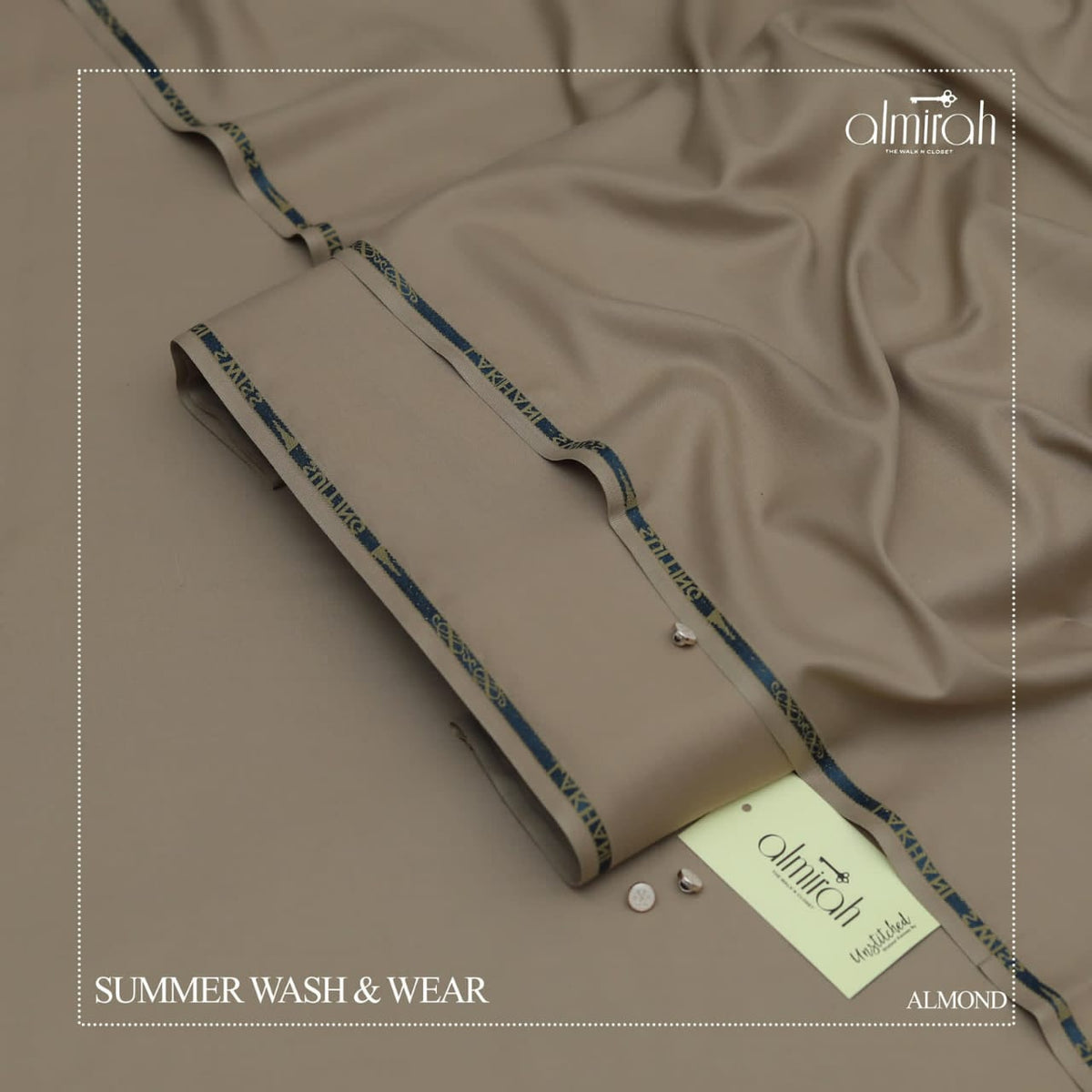 Tropical Wash & Wear Fabric - Cream Color with Branded Packaging