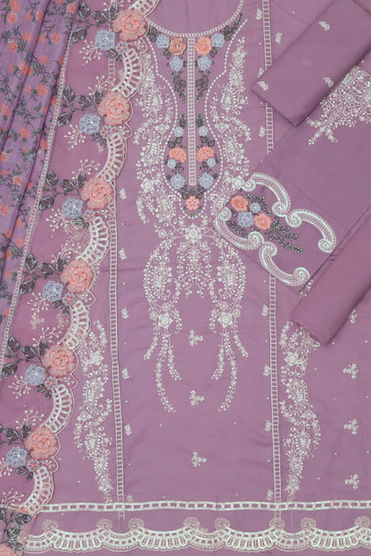 3Pc Premium Heavy Embroidered Lawn Unstitched Suit – Multi-Head Thread Embroidery | Summer Collection