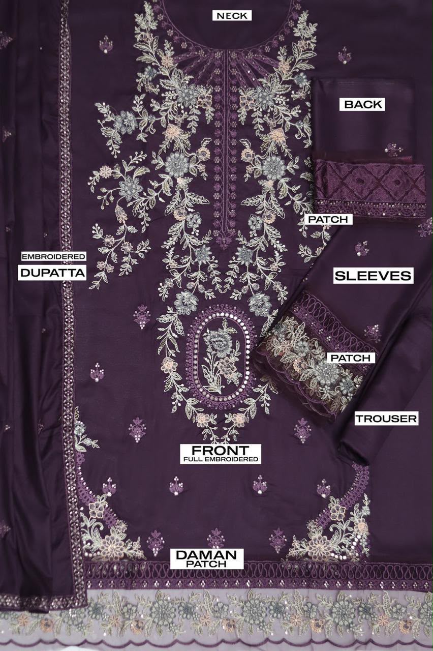 3Pc Heavy Embroidered Lawn Suit - Blush Pink Fabric Flat Lay Close Up
