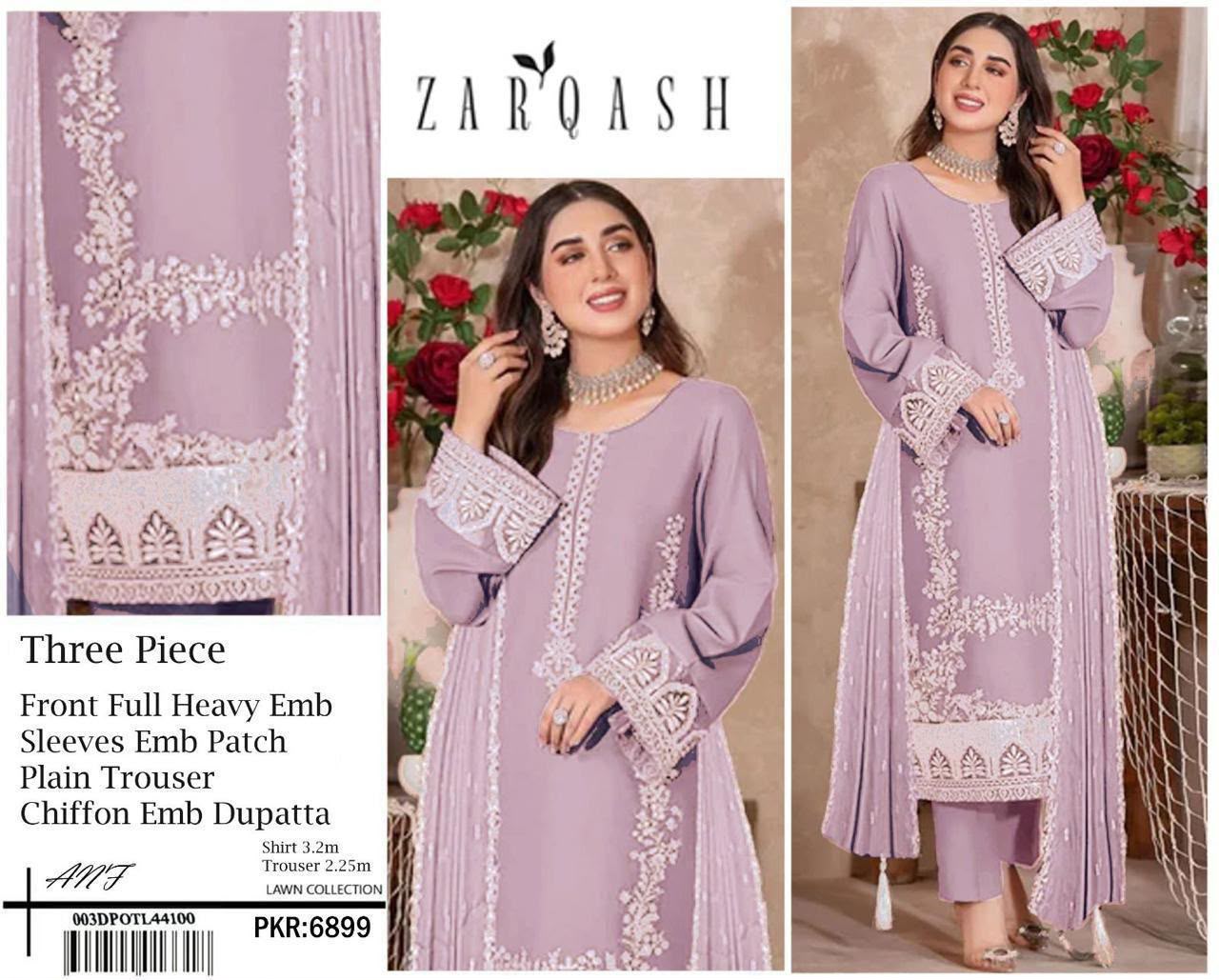 SAPPHIRE Lawn 3PC Heavy Embroidered Suit – Red & Navy Blue – Lawn Collection 2026