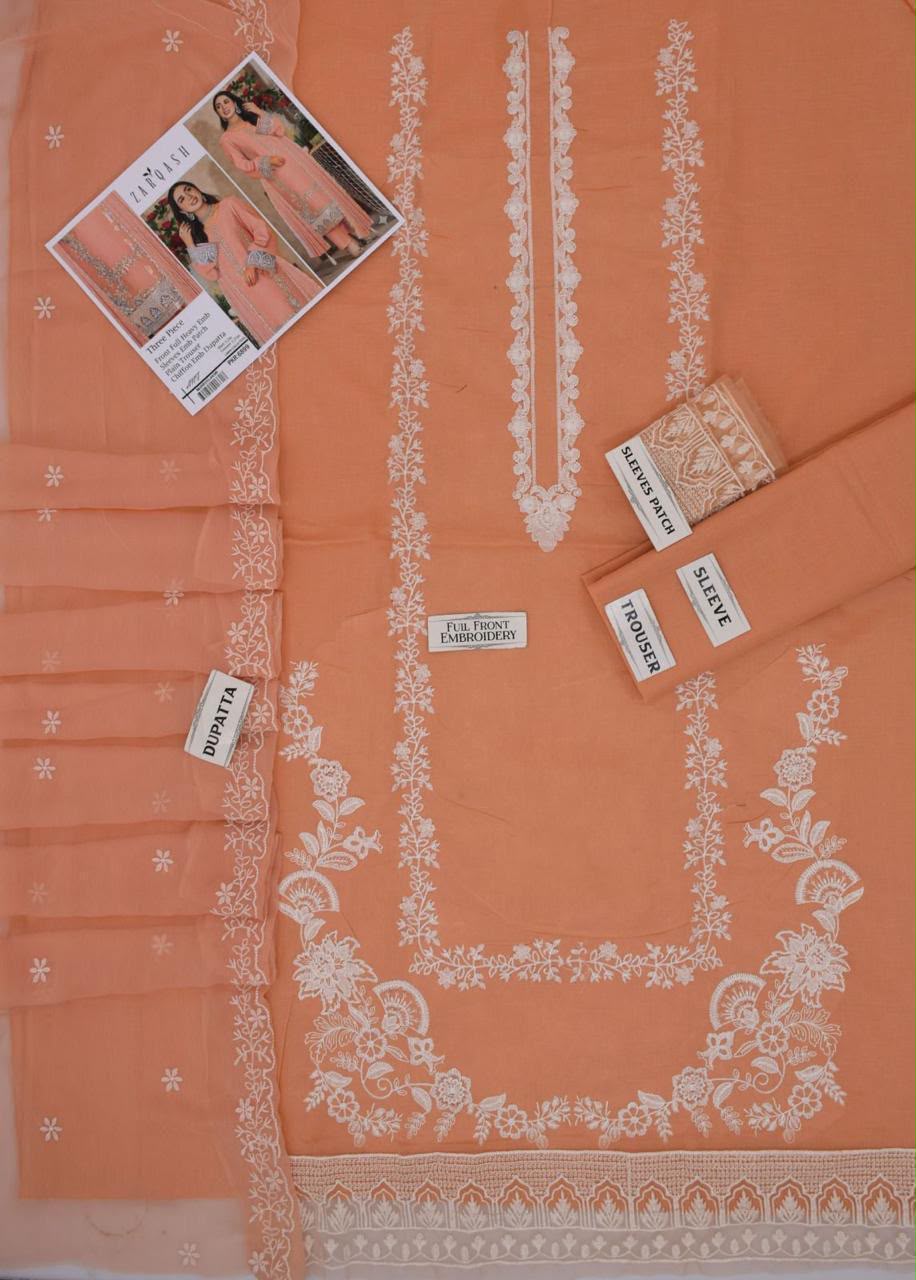 SAPPHIRE Lawn 3PC Heavy Embroidered Suit – Red & Navy Blue – Lawn Collection 2026