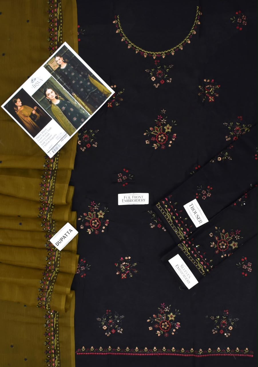 SAPPHIRE Red Lawn Suit – Fabric Flat Lay with Dupatta & Trouser