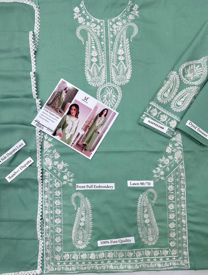 SAPPHIRE Navy Blue Lawn Suit – Fabric Flat Lay with Organza Dupatta