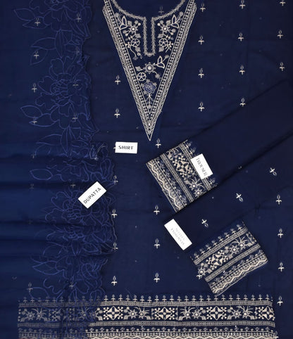 MIRANA Black Lawn Suit – Embroidery Detail Close Up