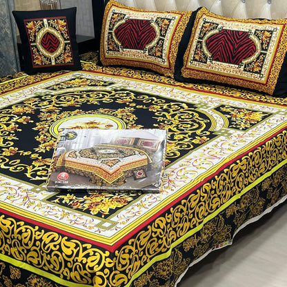 3D Panel Bedsheet Blue Rose Design