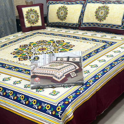 Panel Print 4 Piece 3D Crystal Cotton Bedsheet