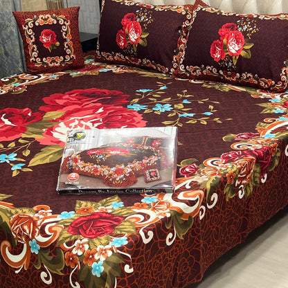 Panel Print 4 Piece 3D Crystal Cotton Bedsheet