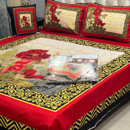 Panel Print 4 Piece 3D Crystal Cotton Bedsheet
