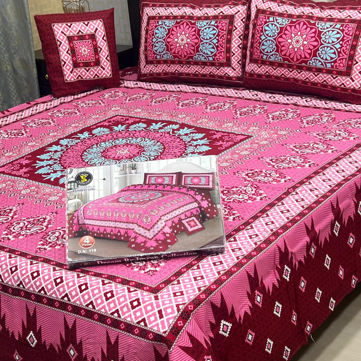 Panel Print 4 Piece 3D Crystal Cotton Bedsheet