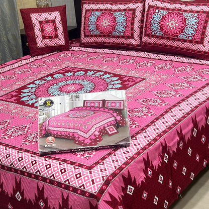 Panel Print 4 Piece 3D Crystal Cotton Bedsheet