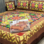 3D Panel Bedsheet Blue Arabesque Design