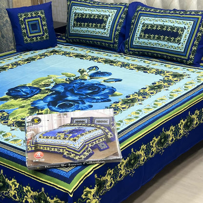 3D Panel Bedsheet Red Floral Design