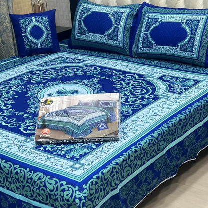 3D Panel Bedsheet Black Gold Lily Design