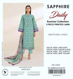 3Pc Premium Digital Print Lawn Unstitched Suit – Shirt + Voil Dupatta + Trouser