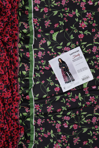 3Pc Premium Digital Print Lawn Unstitched Suit – Shirt + Voil Dupatta + Trouser