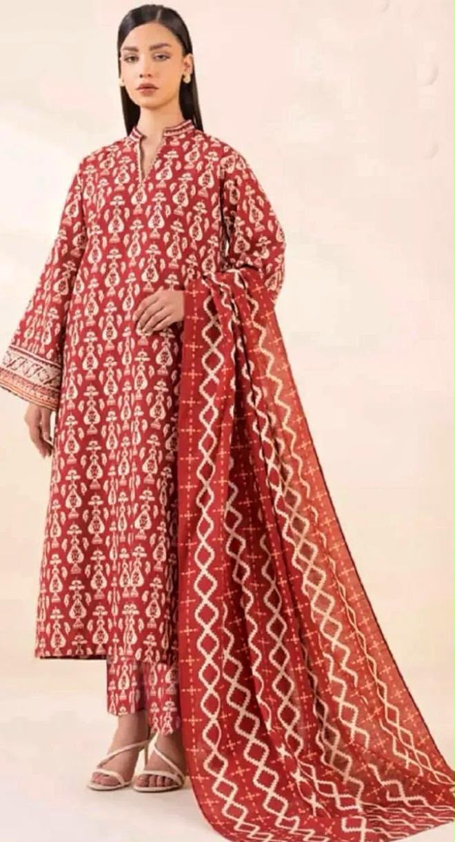 3Pc Digital Print Lawn Suit - Black Floral Model Shot Full Length