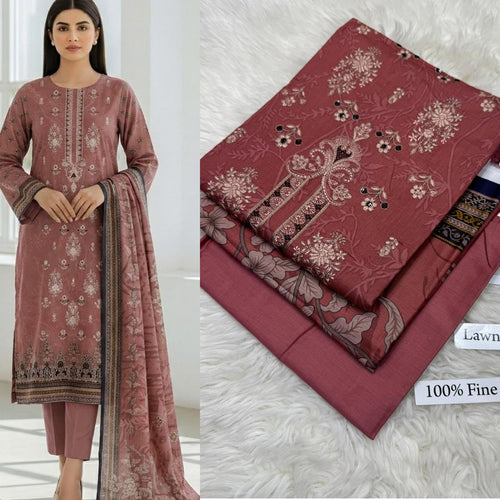 Forest Green Panel Sequence Embroidered Lawn Suit with Lawn Dupatta
