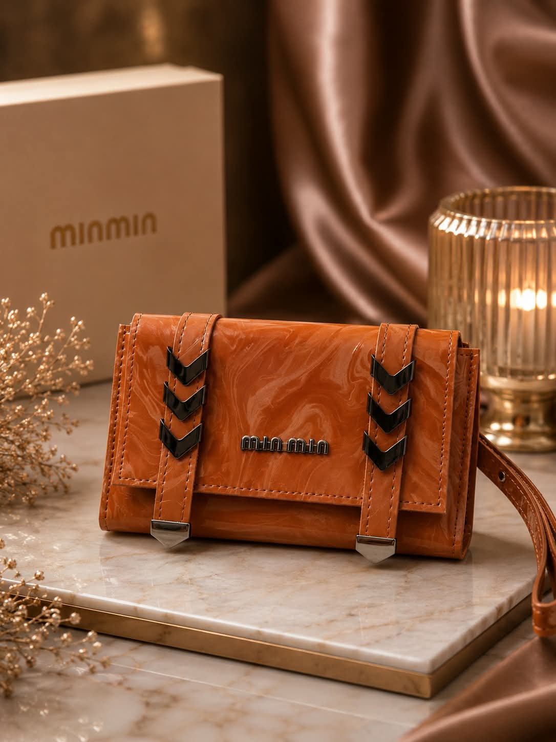 Premium Marble Clutch Bag - Mint Green Close Up Detail Silver Hardware