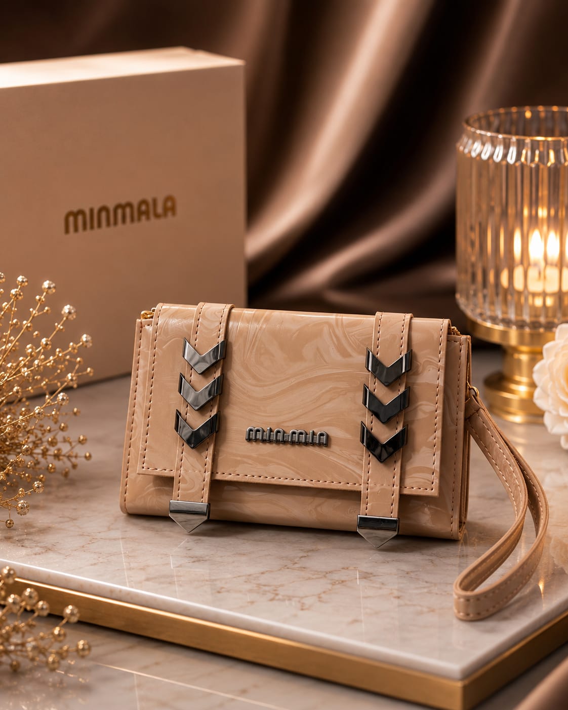 Premium Marble Texture Clutch Bag – Silver Hardware | Wrist Strap | 5 Colors