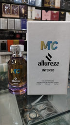 MTC Allureza Intenso perfume bottle with white box in store display