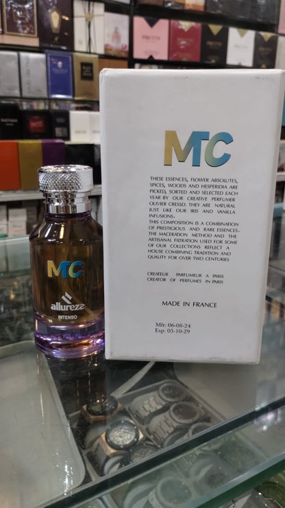 MTC Allureza Intenso EDP 100ml bottle with white box on dark marble