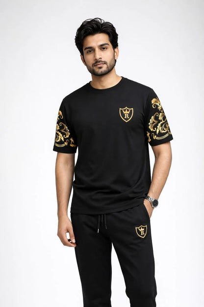 RichMan Royal Summer Tracksuit Set | Gold Print | Premium Cotton | S to 2XL | Btssameroo